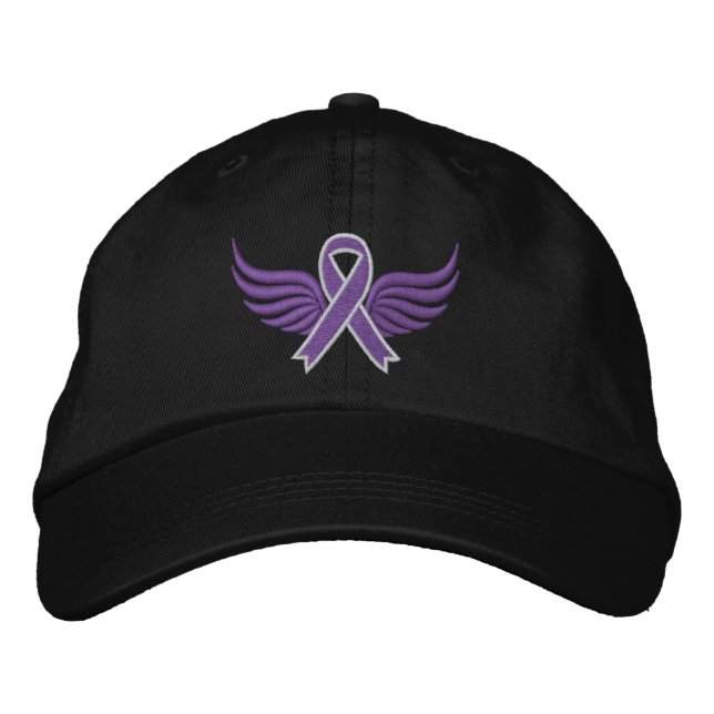 Crohn's Disease Ribbon Wings Embroidered Baseball Hat (Front)