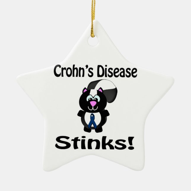 Crohns Disease Stinks Skunk Awareness Design Ceramic Ornament (Front)