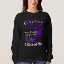Crohn's Disease Support For Mom Purple Ribbon Moth Sweatshirt