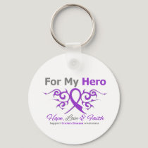 Crohn's Disease Tribal Ribbon Hero Keychain