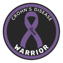 Crohn's Disease Warrior Ribbon Black Round Sticker
