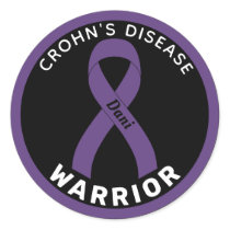 Crohn's Disease Warrior Ribbon Black Round Sticker