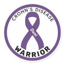 Crohn's Disease Warrior Ribbon White Round Sticker
