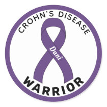 Crohn's Disease Warrior Ribbon White Round Sticker