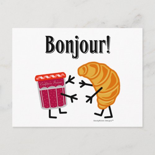 Croissant and Jam _ Bonjour Postcard