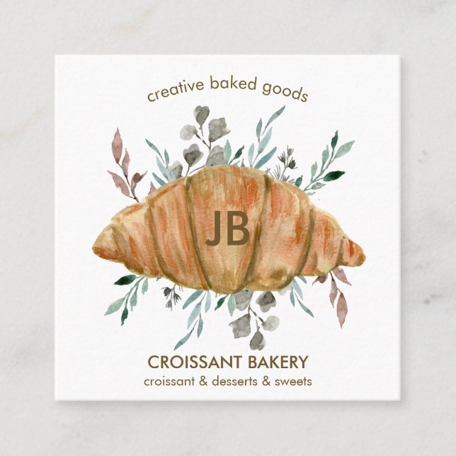 Croissant Baked Goods boulangerie Square Business Card (Front)