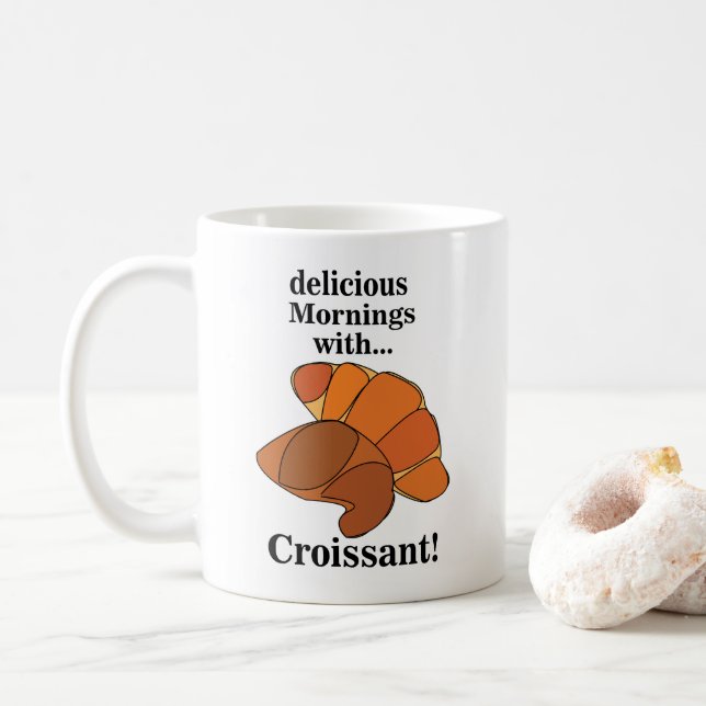 Croissant Breakfast Food Coffee Mug (With Donut)