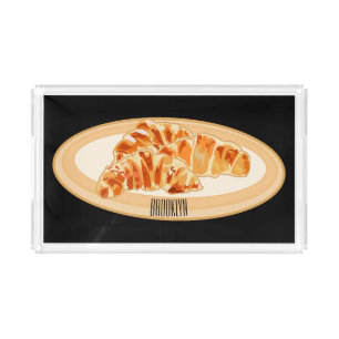 Croissant cartoon illustration acrylic tray