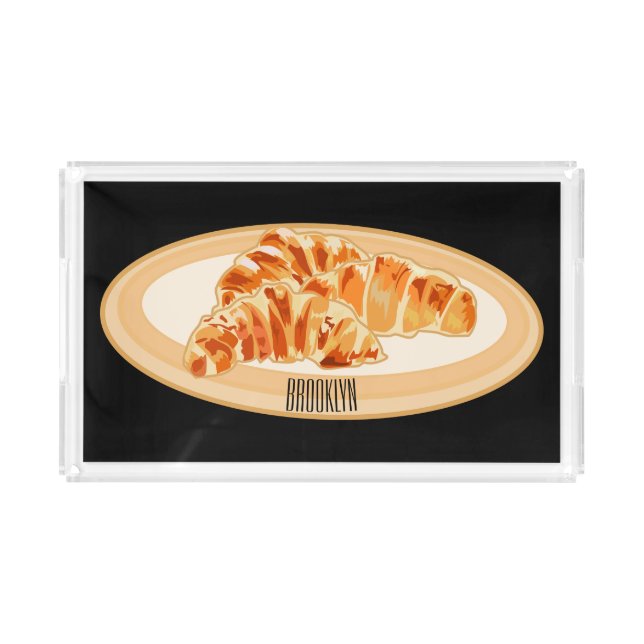 Croissant cartoon illustration  acrylic tray (Front)