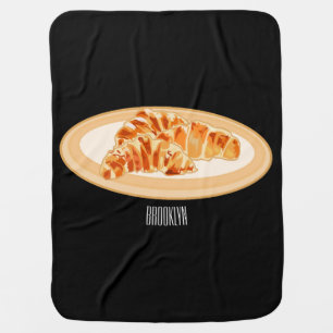 Croissant cartoon illustration baby blanket