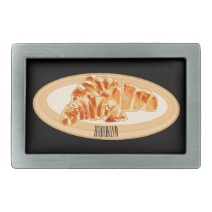 Croissant cartoon illustration  belt buckle