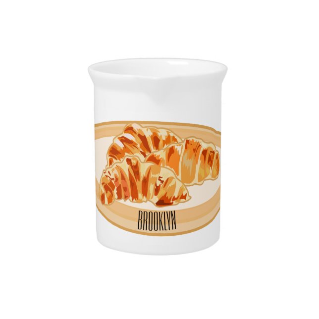 Croissant cartoon illustration beverage pitcher (Front)