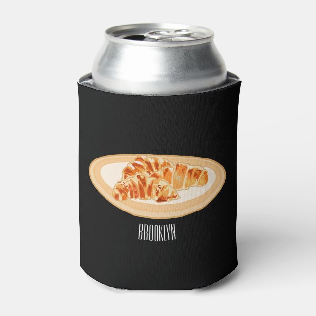 Croissant cartoon illustration  can cooler (Can Front)