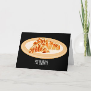Croissant cartoon illustration card