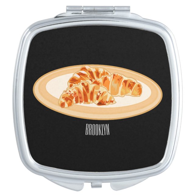 Croissant cartoon illustration  compact mirror (Front)