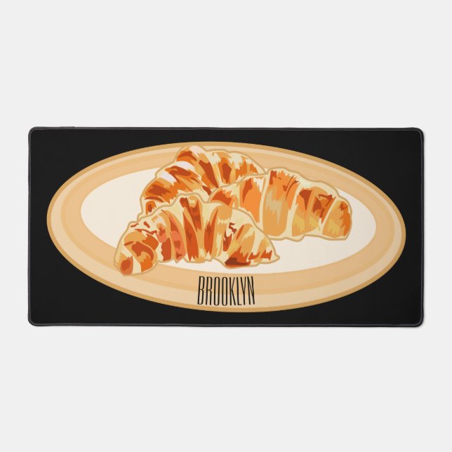 Croissant cartoon illustration  desk mat (Front)
