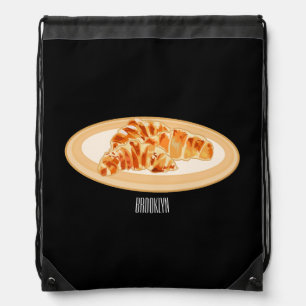 Croissant cartoon illustration drawstring bag