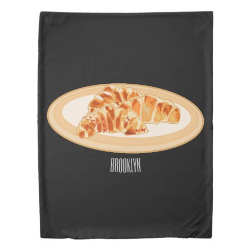 Croissant cartoon illustration duvet cover