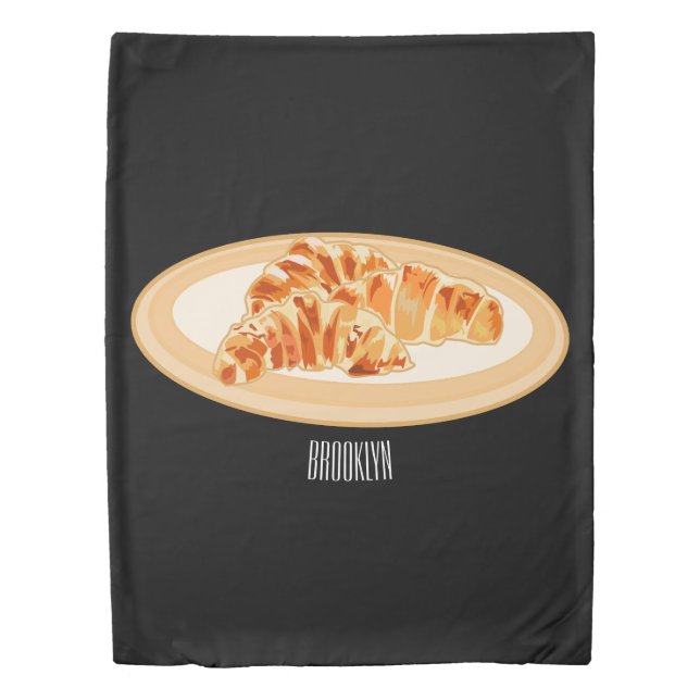 Croissant cartoon illustration duvet cover (Front)