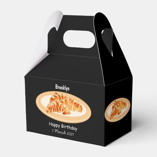 Croissant cartoon illustration favor boxes (Front Side)