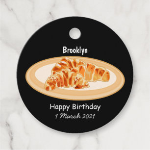 Croissant cartoon illustration favor tags
