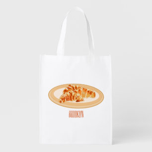 Croissant cartoon illustration grocery bag