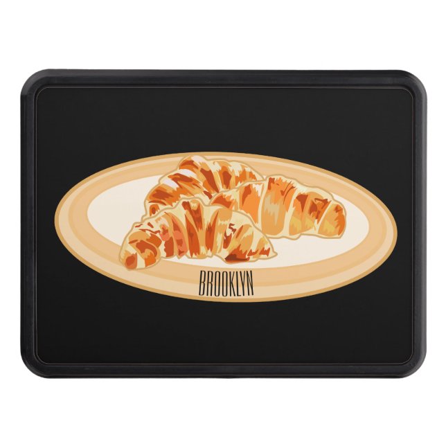 Croissant cartoon illustration  hitch cover (Front)