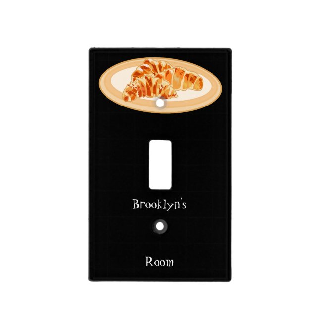 Croissant cartoon illustration light switch cover (Front)