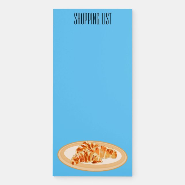 Croissant cartoon illustration magnetic notepad (Front)