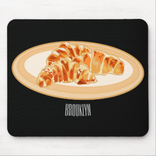 Croissant cartoon illustration mouse pad