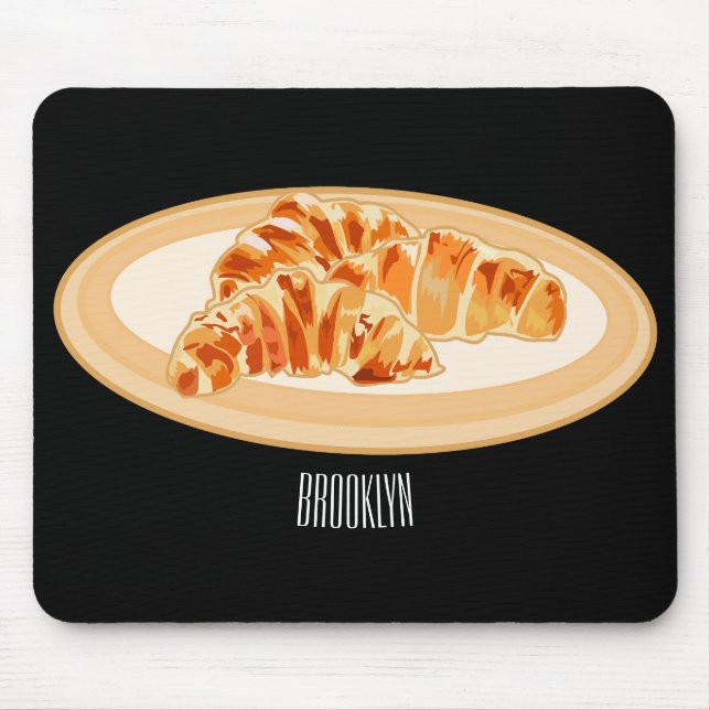 Croissant cartoon illustration  mouse pad (Front)