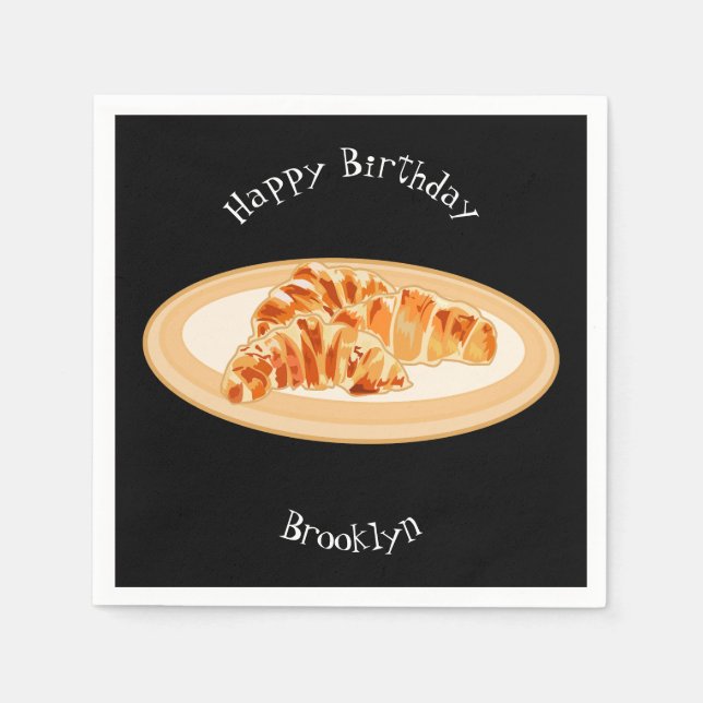 Croissant cartoon illustration  napkins (Front)