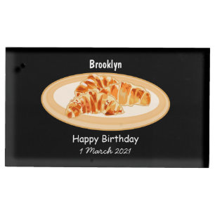 Croissant cartoon illustration place card holder