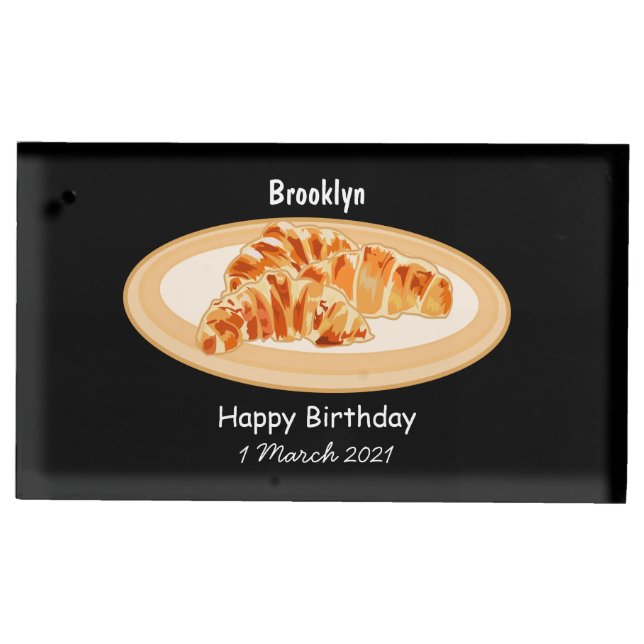 Croissant cartoon illustration place card holder (Front)