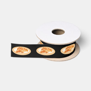 Croissant cartoon illustration satin ribbon