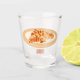 Croissant cartoon illustration shot glass
