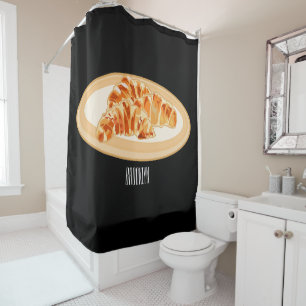 Croissant cartoon illustration shower curtain