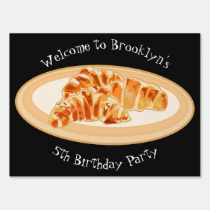 Croissant cartoon illustration sign