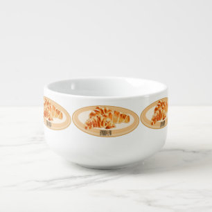 Croissant cartoon illustration soup mug