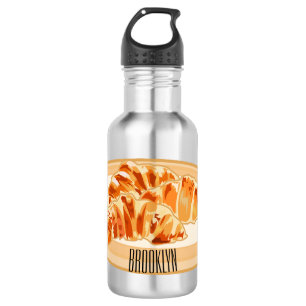 Croissant cartoon illustration stainless steel water bottle