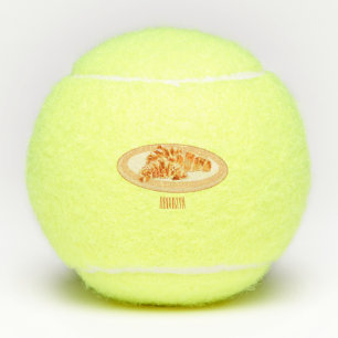 Croissant cartoon illustration tennis balls