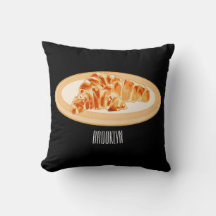 Croissant cartoon illustration throw pillow