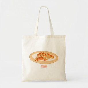 Croissant cartoon illustration tote bag