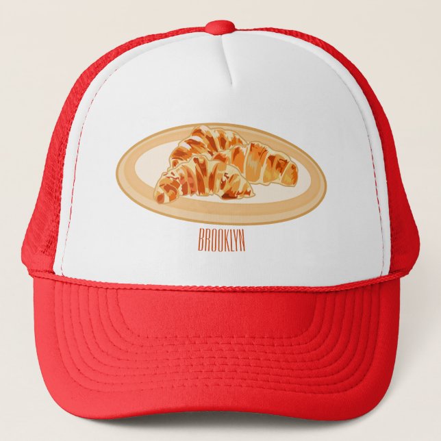 Croissant cartoon illustration  trucker hat (Front)