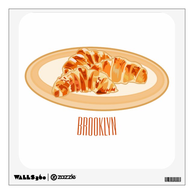 Croissant cartoon illustration  wall decal (Front)