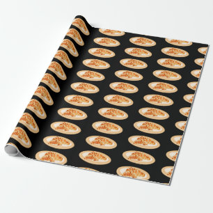 Croissant cartoon illustration wrapping paper