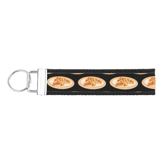 Croissant cartoon illustration wrist keychain (Keys on Left)