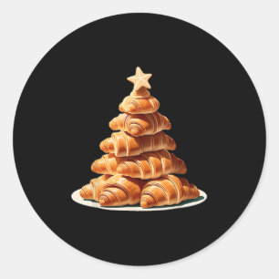 Croissant Christmas Tree Classic Round Sticker