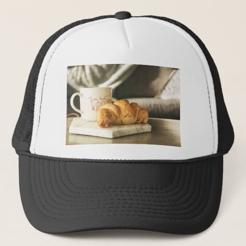 croissant_coffee trucker hat