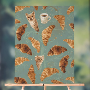 Croissant Crawl Cats, Coffee & French Bakery Chaos Acrylic Sign